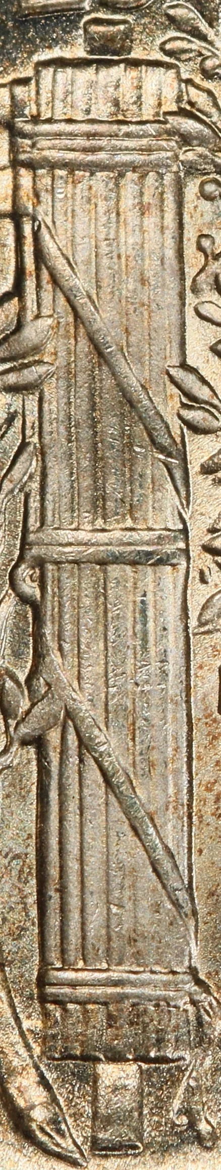 Mercury dime with Full Bands — clear split between horizontal bands
