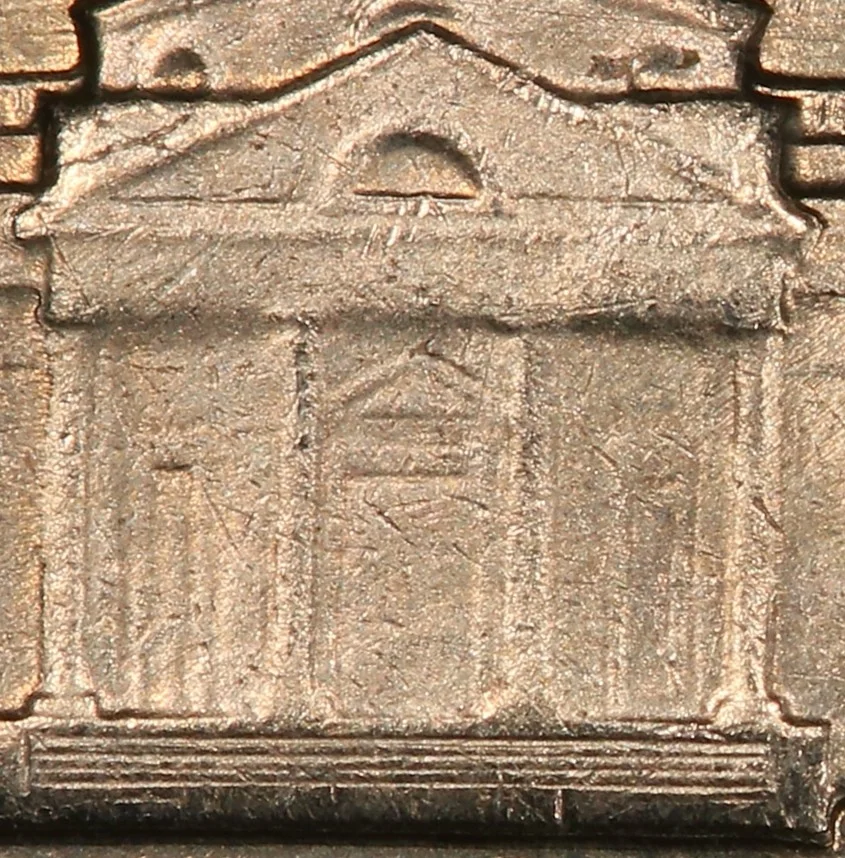 Jefferson nickel with 5 Full Steps — five step lines separated, sixth incomplete