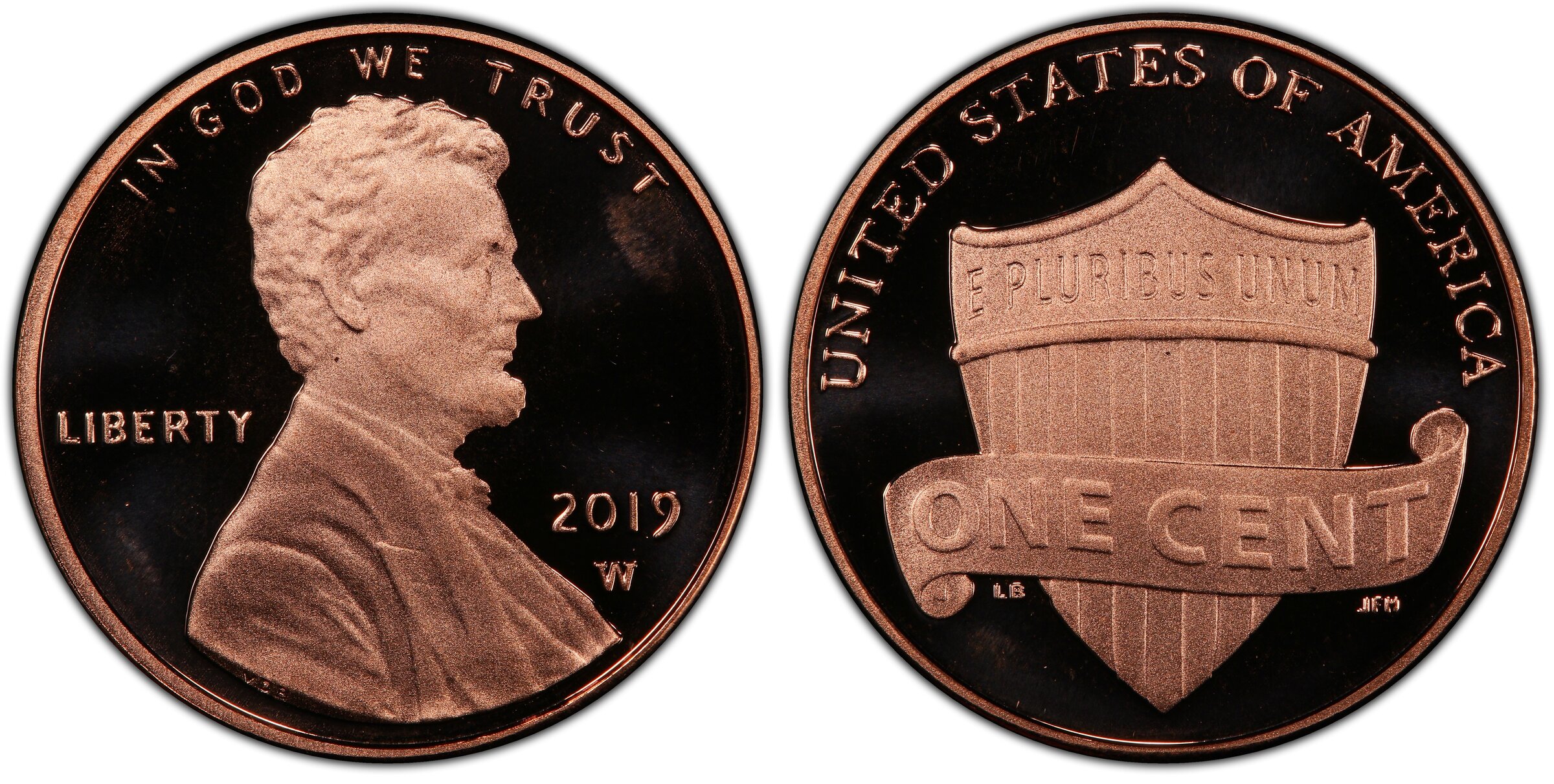Proof coin showing mirror fields and frosted devices