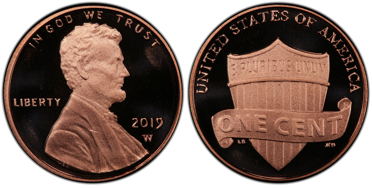 Proof coin showing mirror fields and frosted devices
