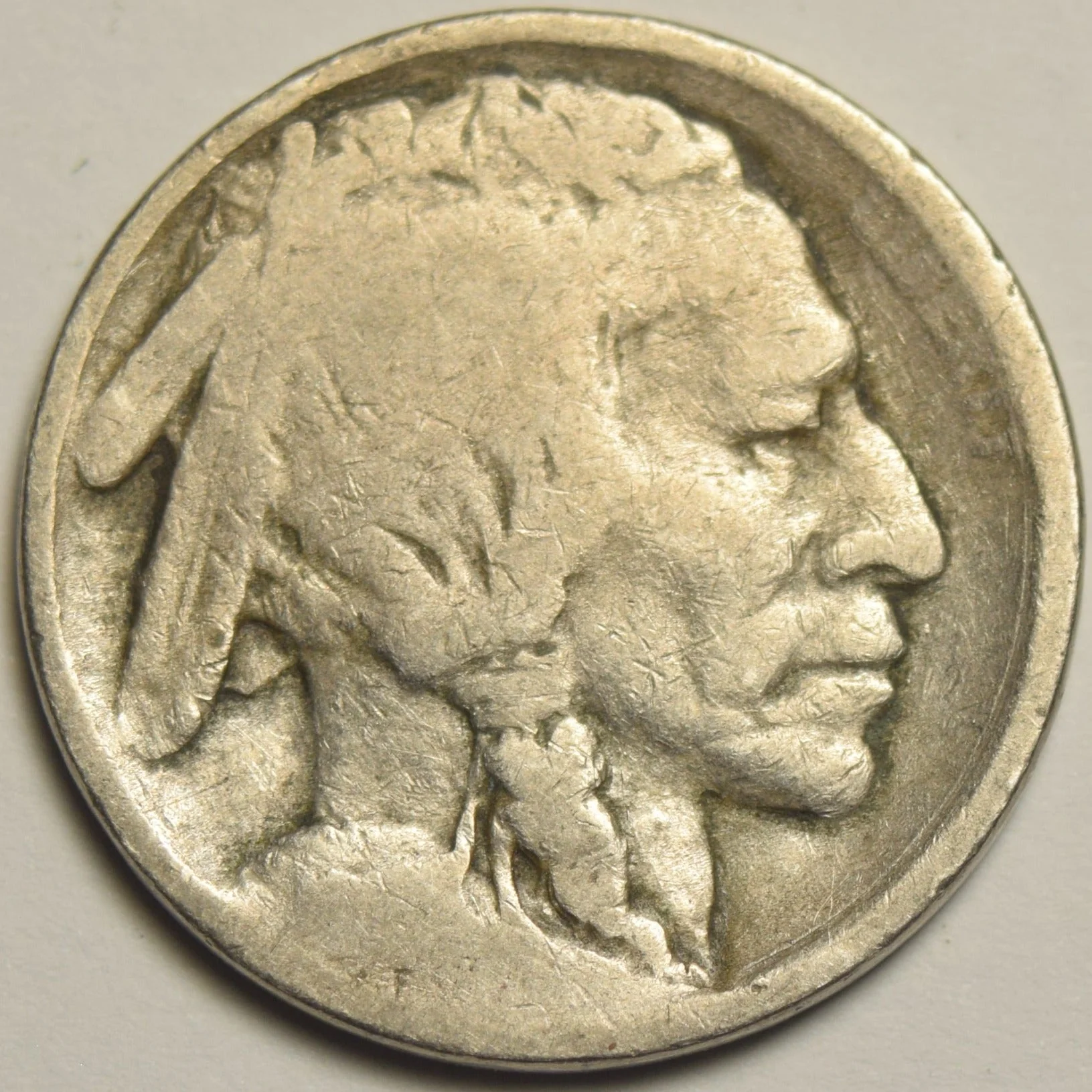 Dateless Buffalo nickel — date completely worn away