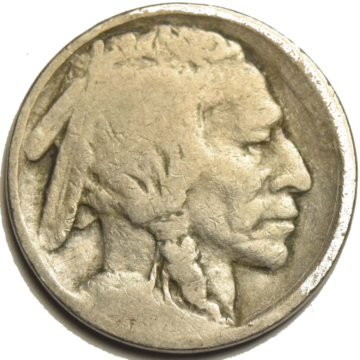 Dateless Buffalo nickel — date completely worn away