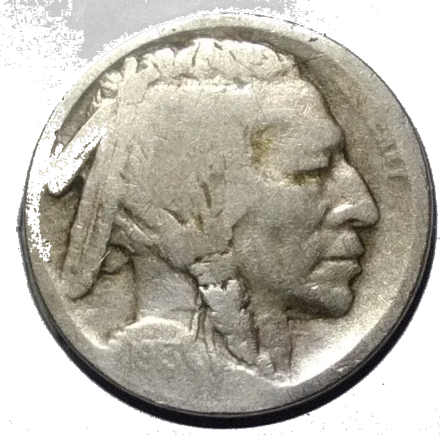 Buffalo nickel after Nic-A-Date treatment showing revealed date