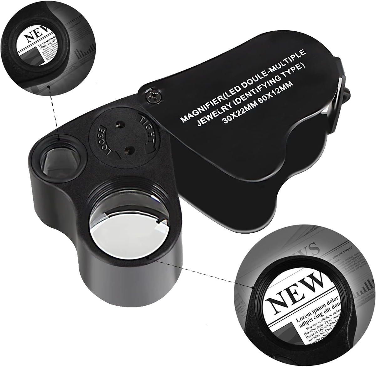 Quality triplet loupe for coin examination