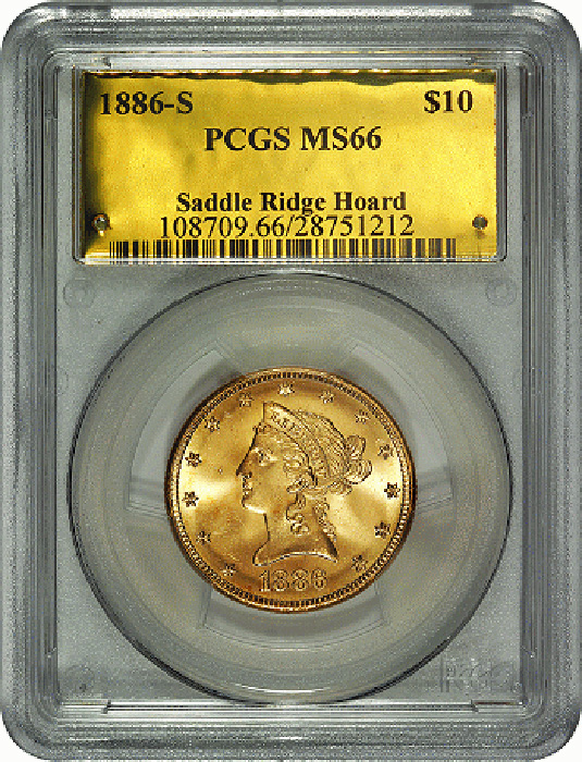A single gold coin from the Saddle Ridge Hoard