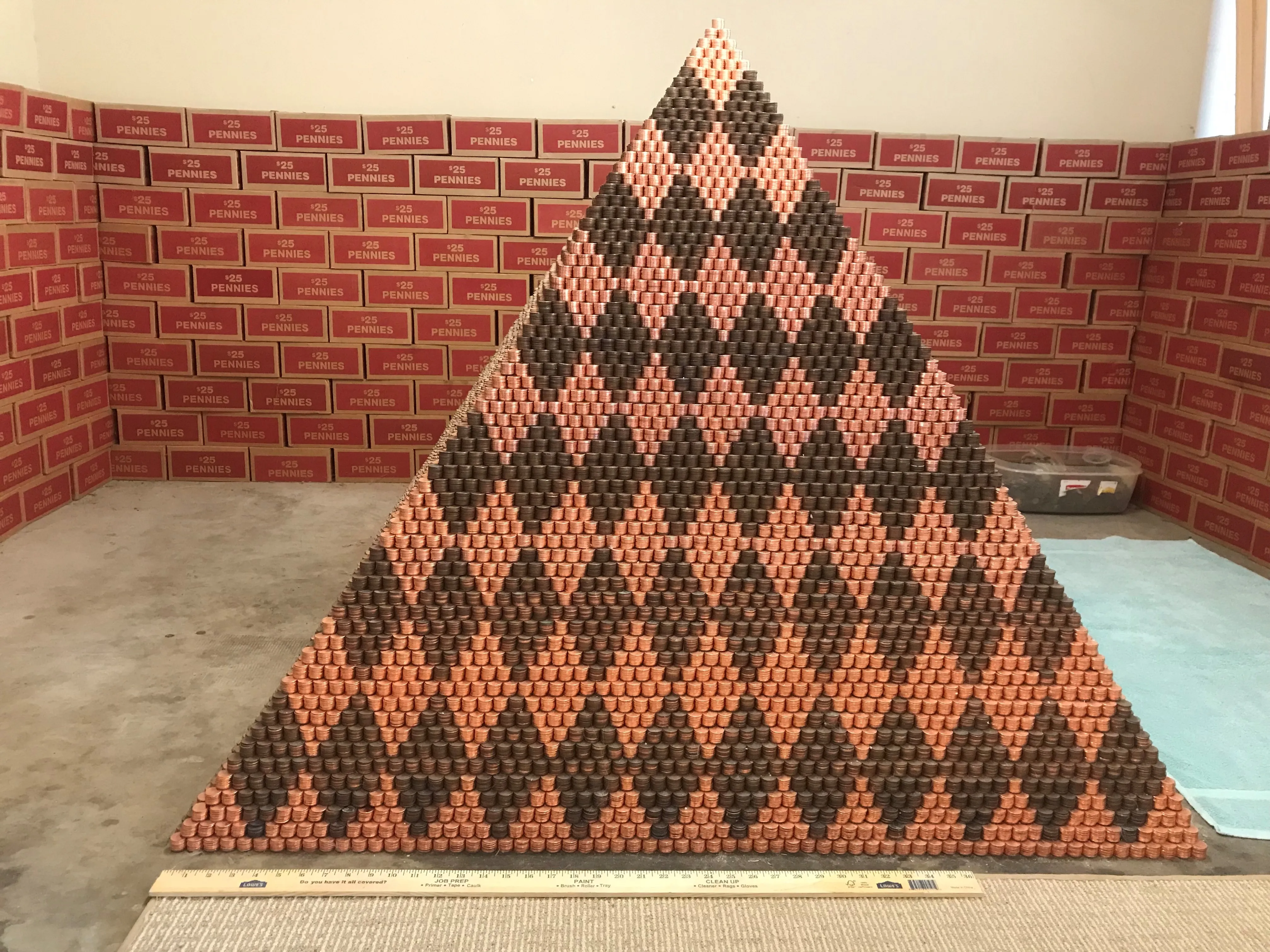 A massive pyramid of pennies — the world record penny pyramid
