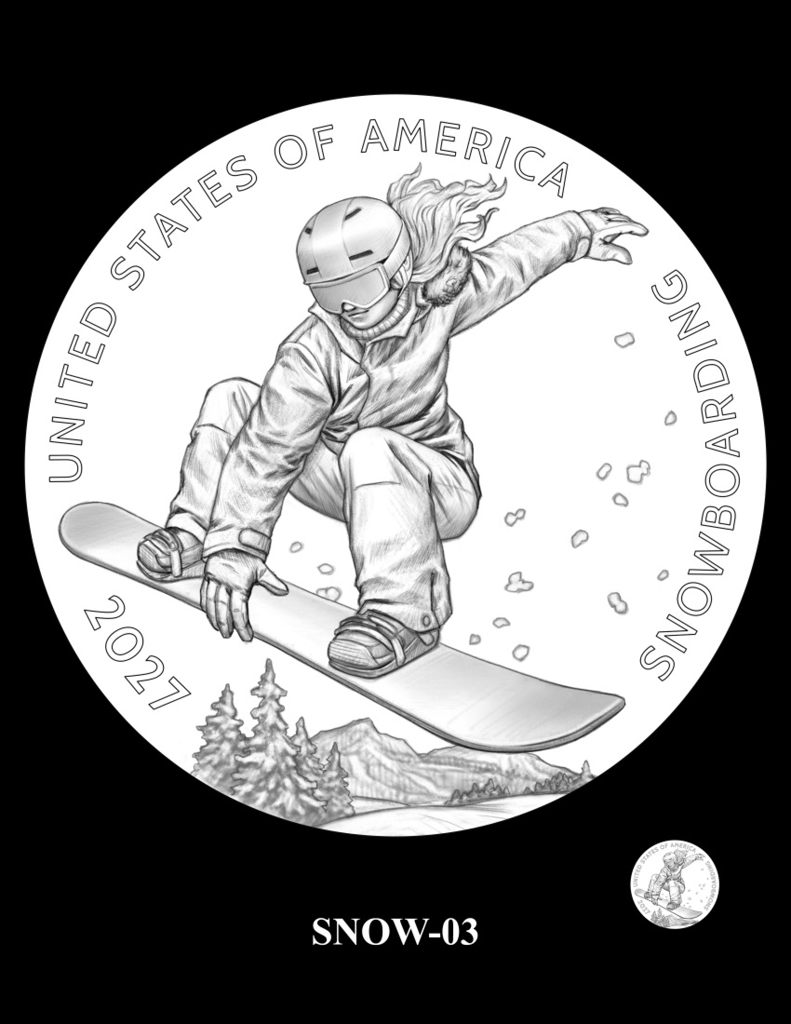 SNOW-03 — winning snowboarding design for the 2027 Youth Sports Quarter