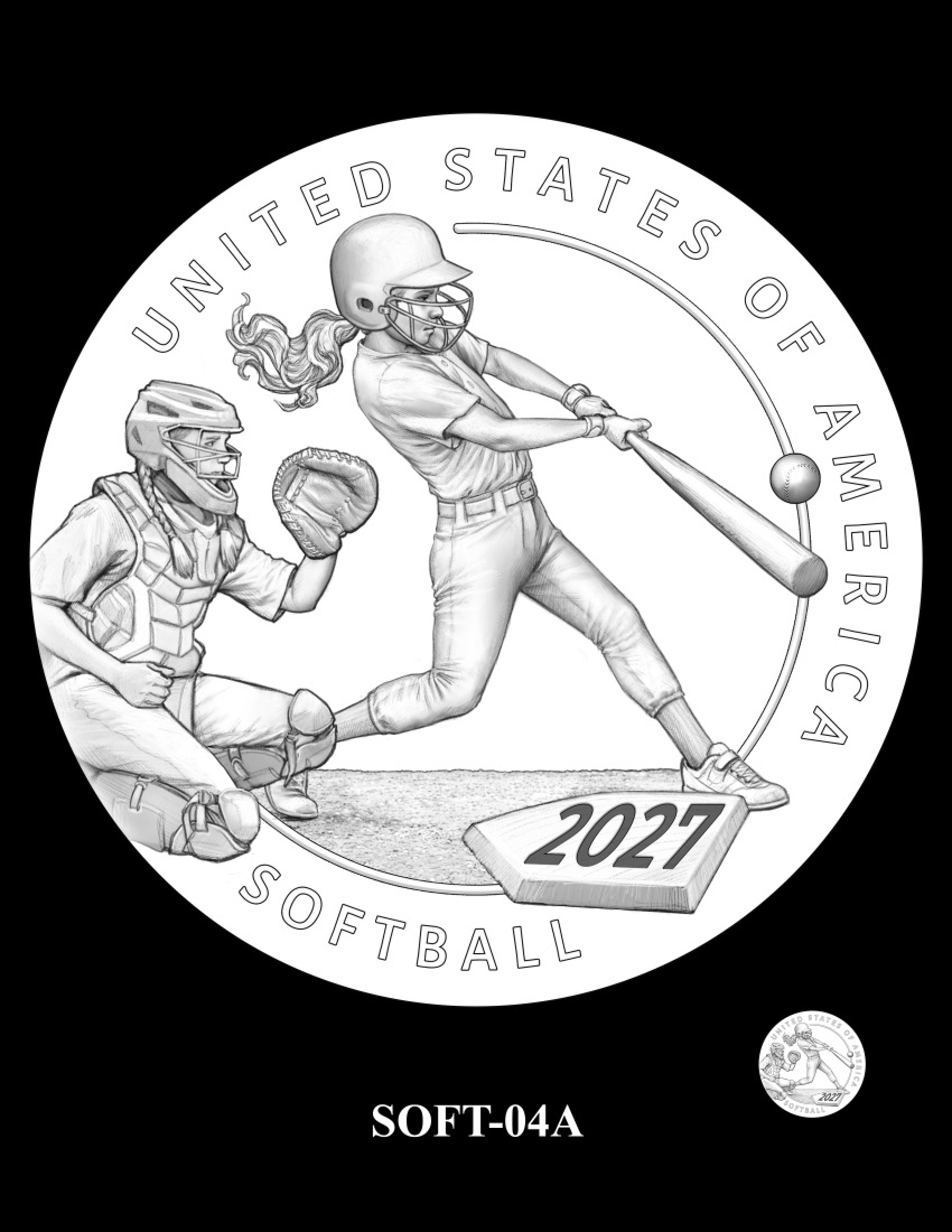 SOFT-04A — winning softball design for the 2027 Youth Sports Quarter