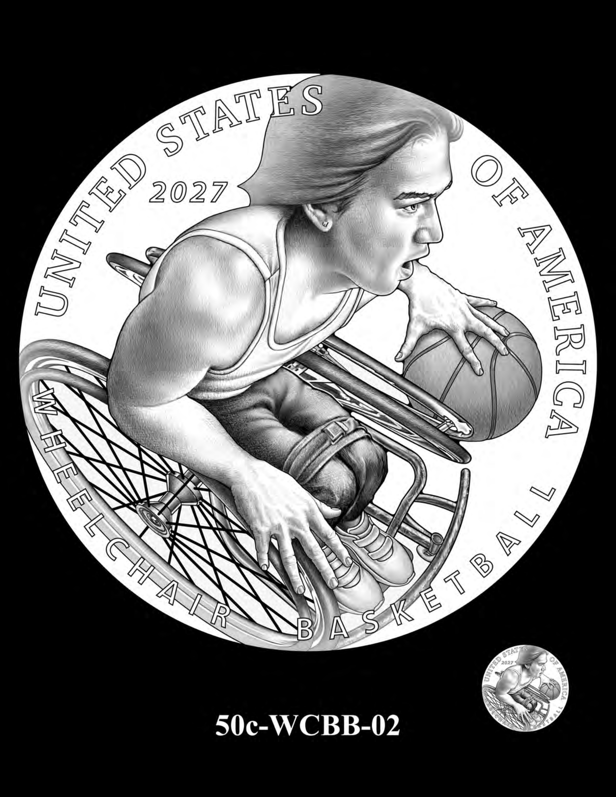 50c-WCBB-02 — alternative wheelchair basketball design for the 2027 Paralympic Half Dollar