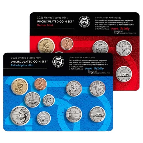 US Mint product packaging — proof set and collector coin boxes