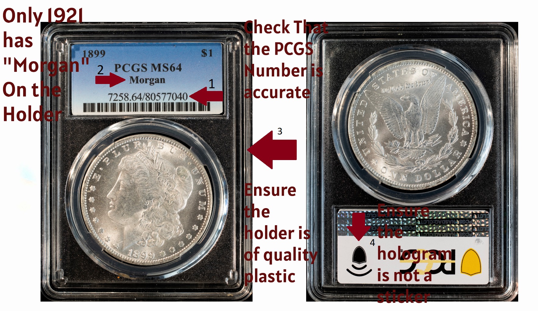 Counterfeit coin slab showing telltale signs of fraud