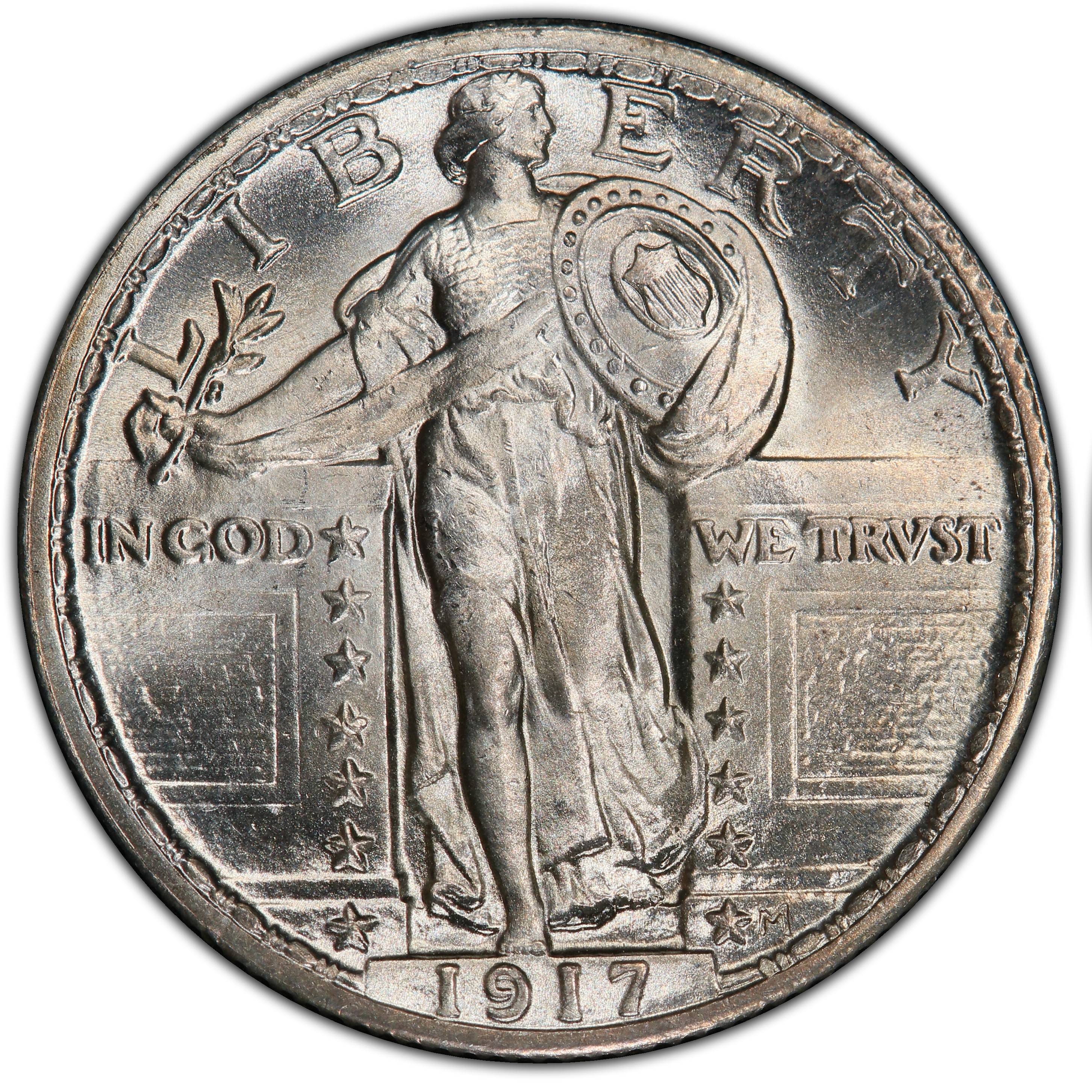 Type 2 Standing Liberty Quarter obverse — chain mail covering