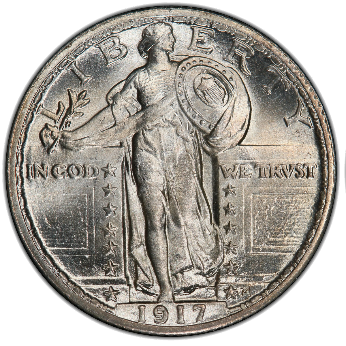 Type 2 Standing Liberty Quarter obverse — chain mail covering