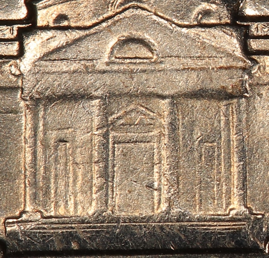 Jefferson Nickel reverse showing incomplete steps — does not qualify for Full Steps designation