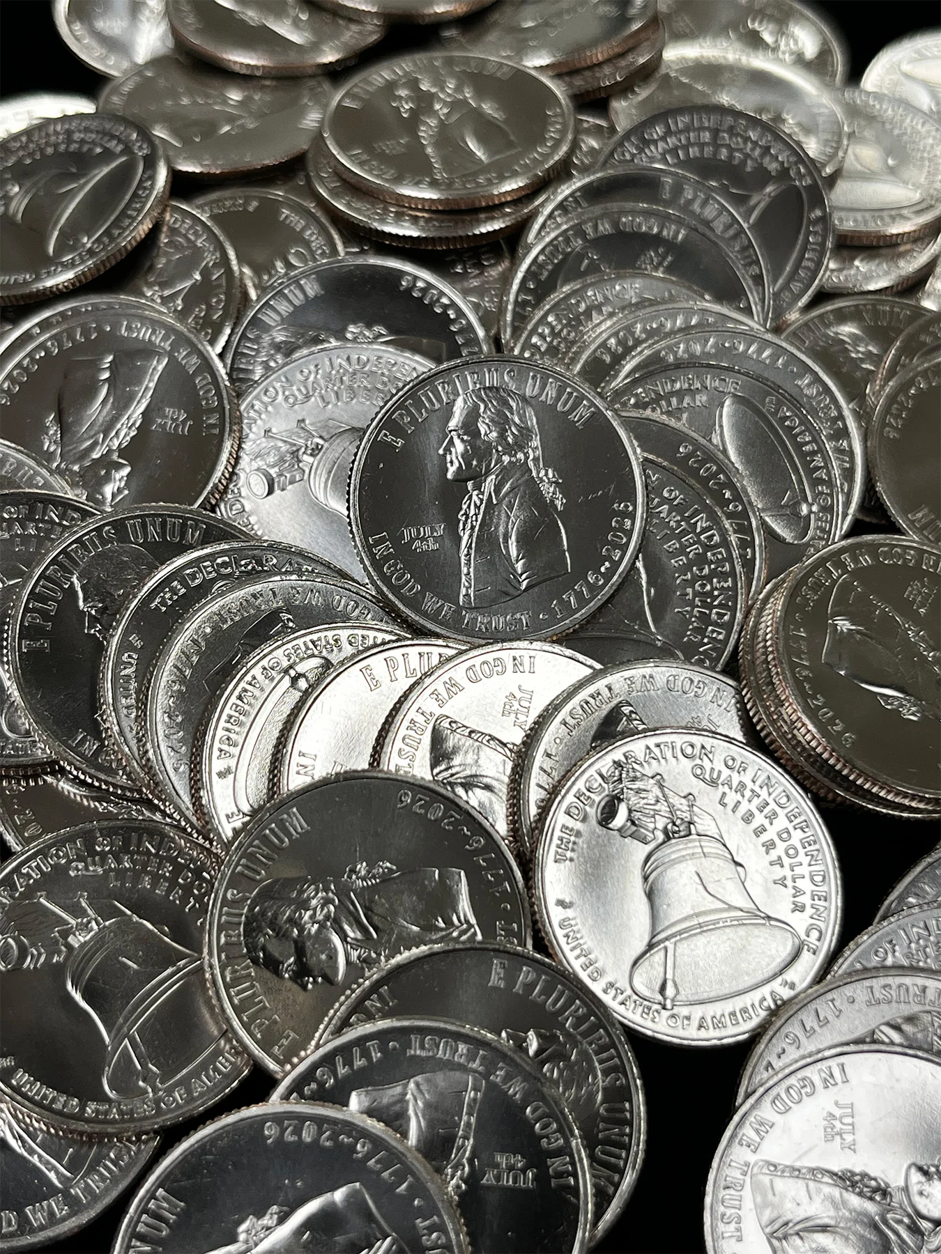 Pile of 2026 Declaration of Independence Quarters