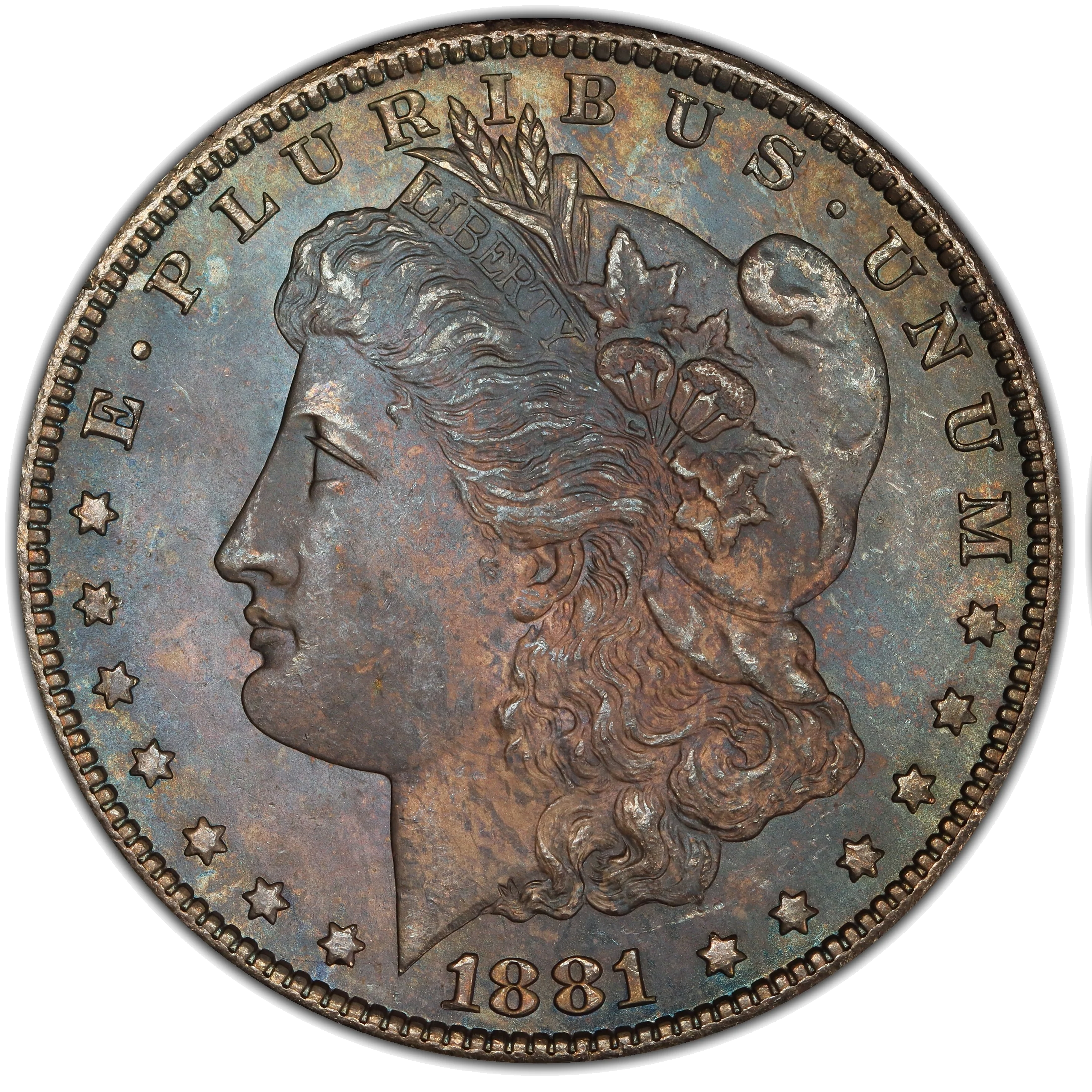 Morgan dollar obverse showing Lady Liberty