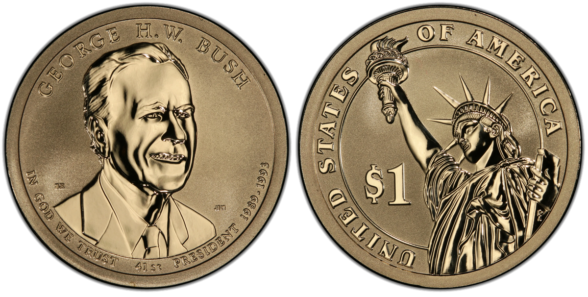 Presidential dollar coin obverse and reverse