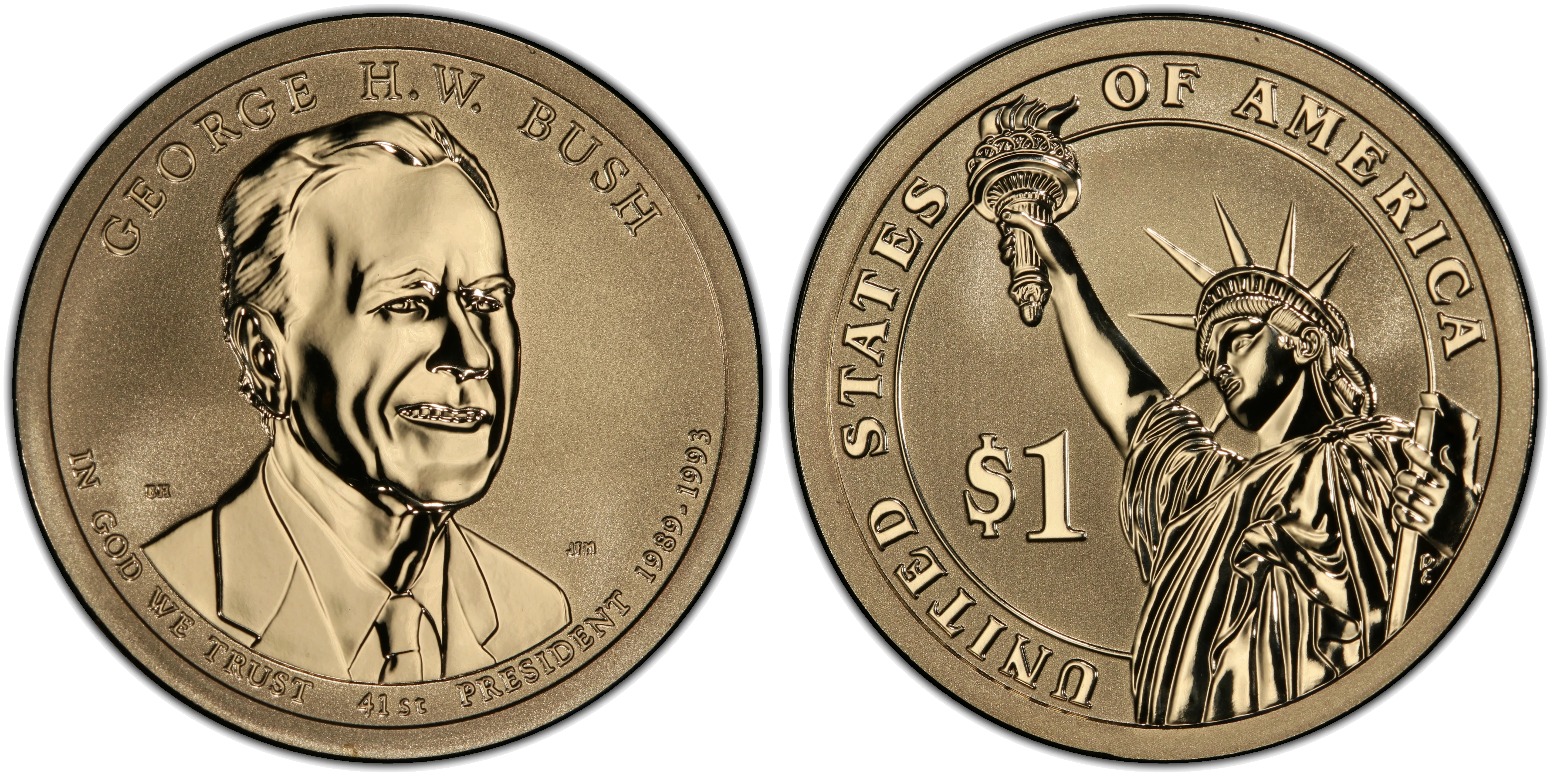 Presidential dollar coin obverse and reverse