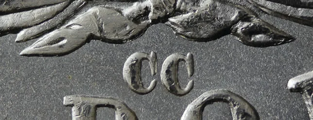 Carson City CC mint mark close-up