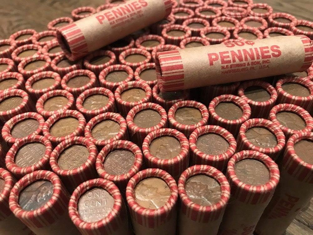 Bank-wrapped coin rolls — the starting point for coin roll hunting