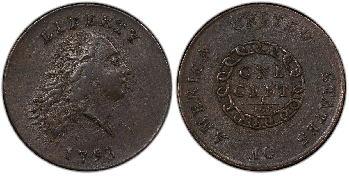 Early U.S. coin showing hand-made die characteristics