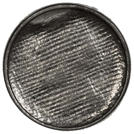 Jefferson nickel struck through cloth — the corduroy-like ribbed pattern covers the entire surface