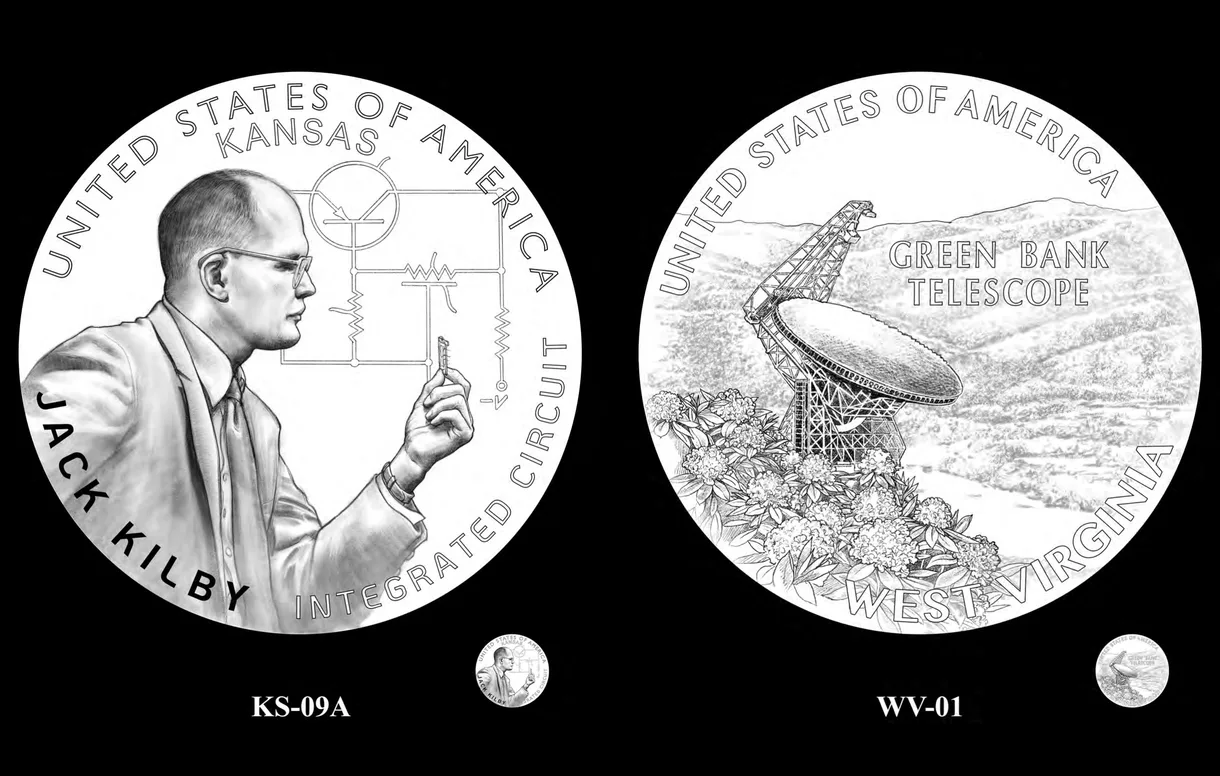 KS-09A and WV-01, the two designs both panels recommended. Candidate designs: U.S. Mint, via CCAC/CFA public meeting materials.