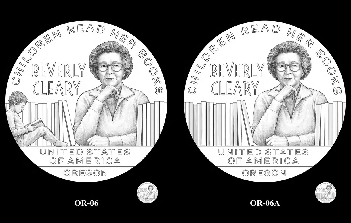 Oregon candidates OR-06 (the CFA's pick) and OR-06A (the CCAC's pick). Candidate designs: U.S. Mint, via CCAC/CFA public meeting materials.