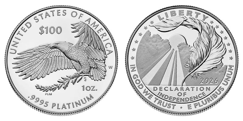 2026 Charters of Freedom Platinum Eagle — Declaration of Independence